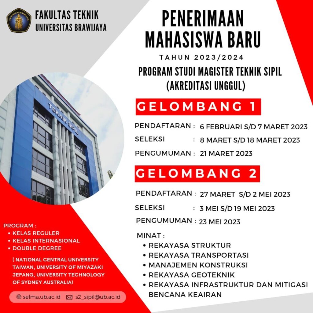 Penerimaan Mahasiswa Baru Tahun 2023/2024 PS Magister Teknik Sipil FT ...